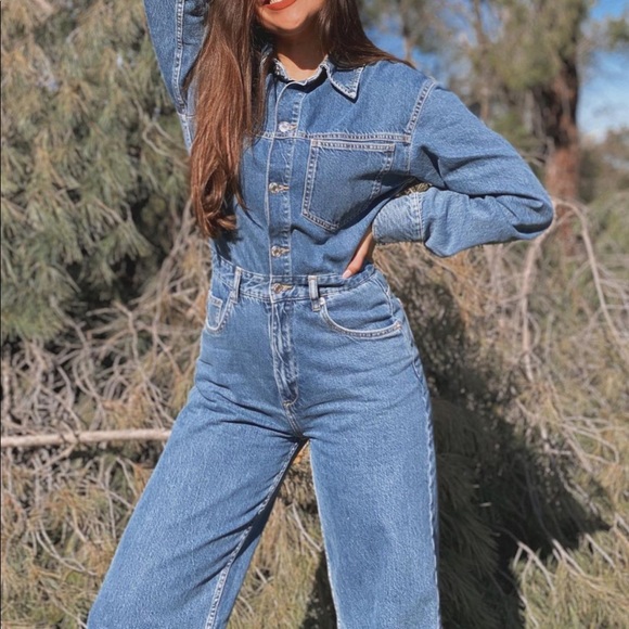 Zara Blue Denim Jumpsuit